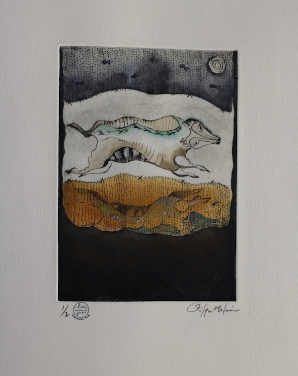 Fox King: Colored etching 6