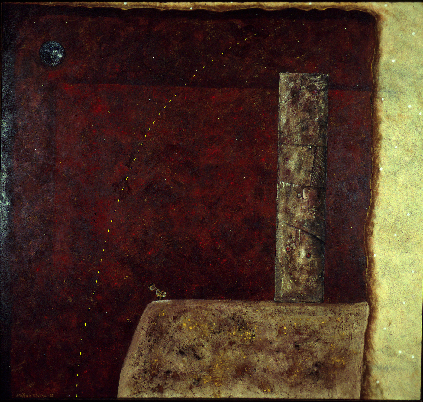 Descubrimiento: Oil and sand on canvas 56