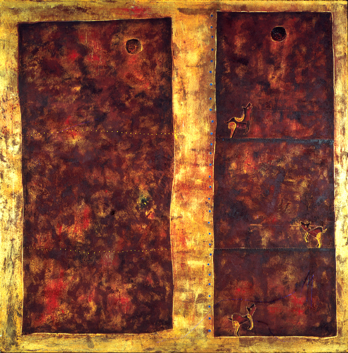 La inundacion: Oil, gold, and sand on canvas 50