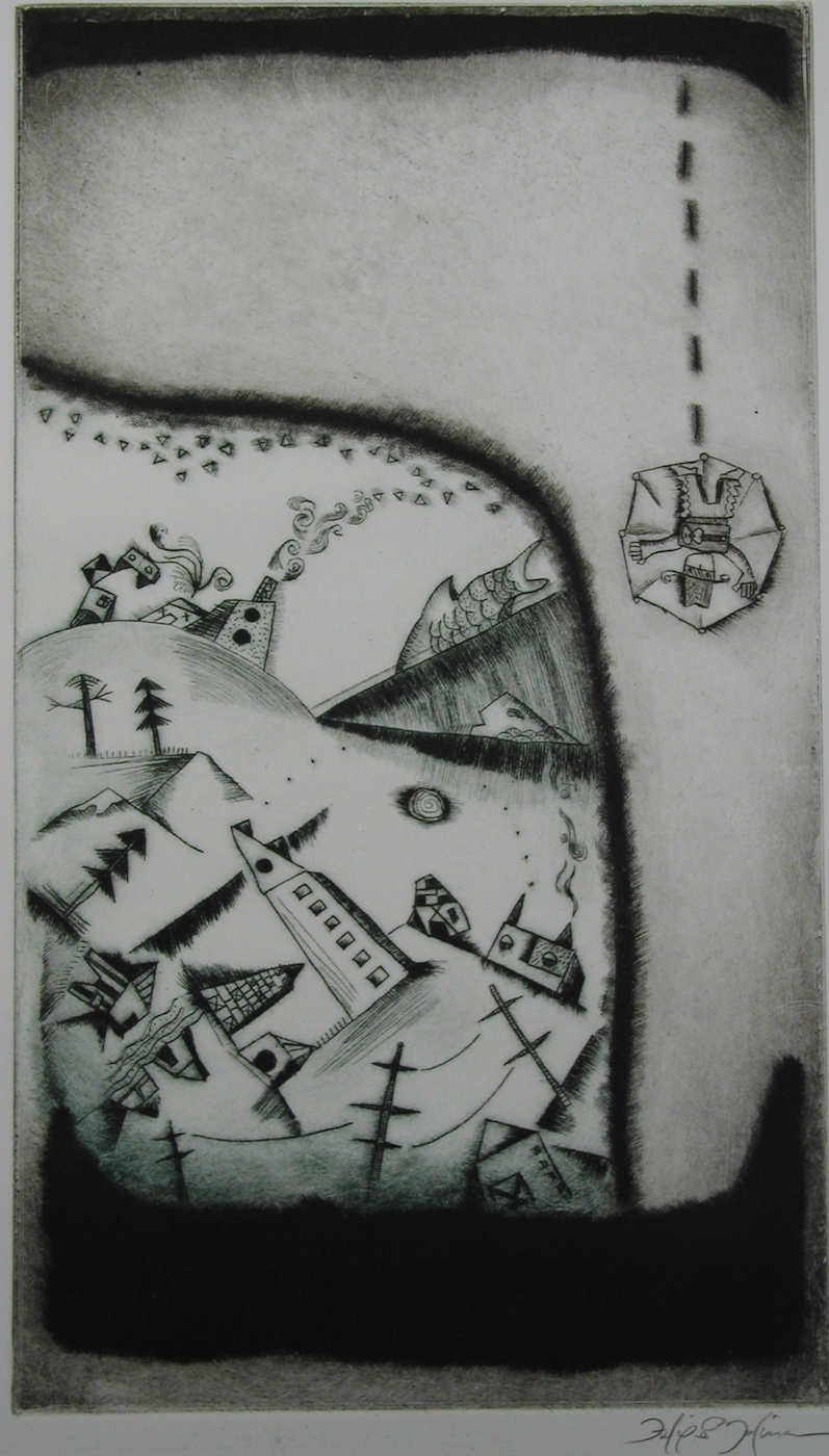 Parachutist: Drypoint engraving 22