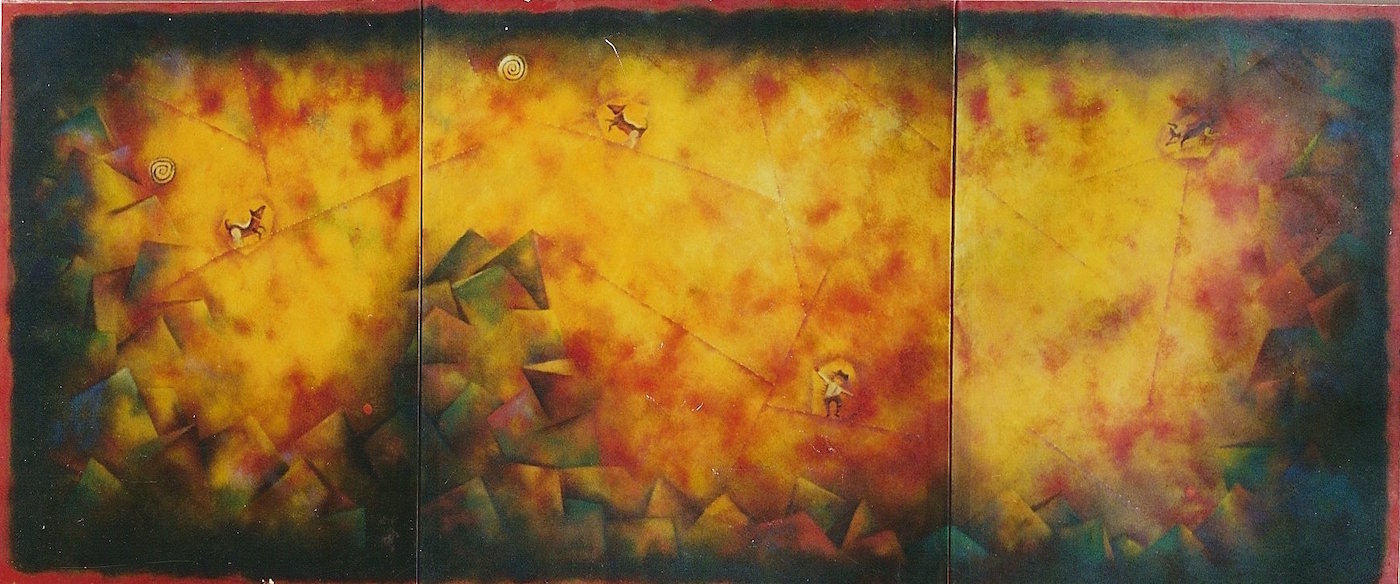Tres Perros: Oil on canvas 48