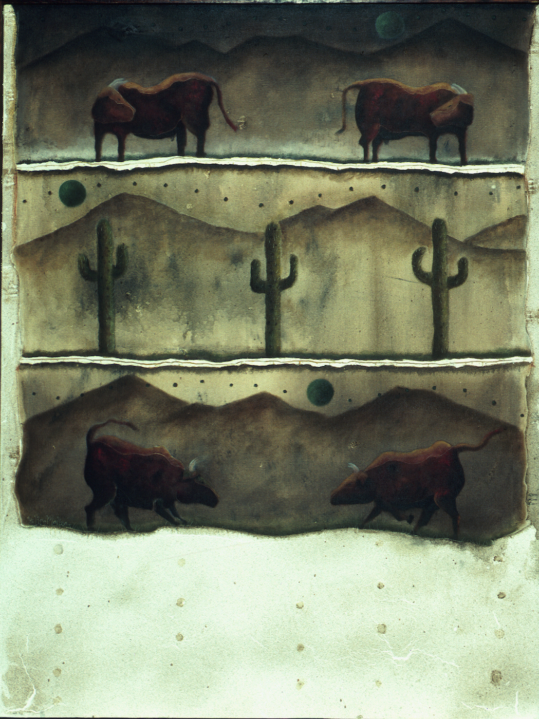 Entre los dos: Oil and sand, acrylic on canvas 40