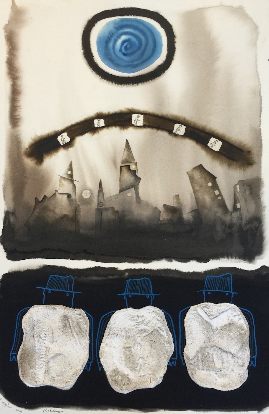 Politicians: watercolor and acrylic on paper 22: x15