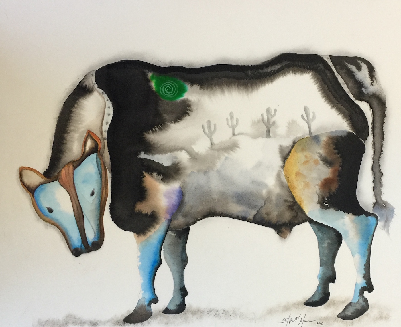 Torito: watercolor on paper 15.5