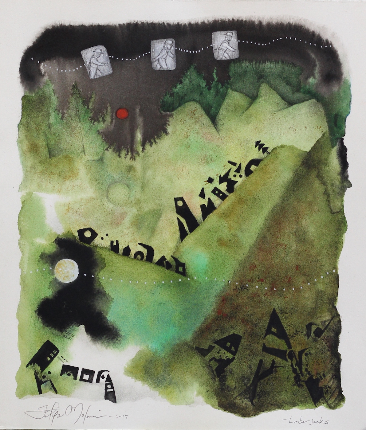 Lumberjacks: watercolor on paper 15