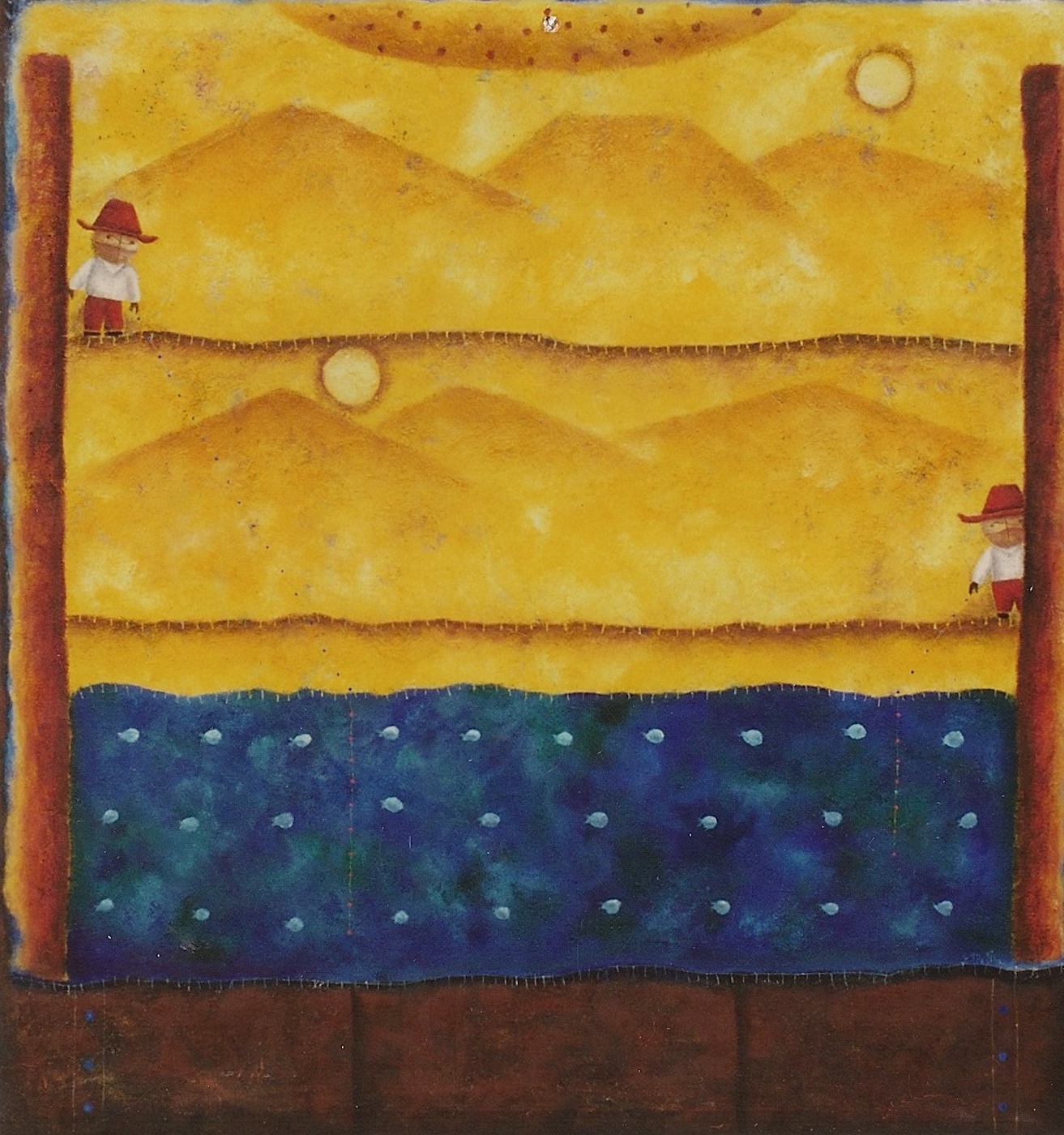 Fishing men: Oil on canvas 40