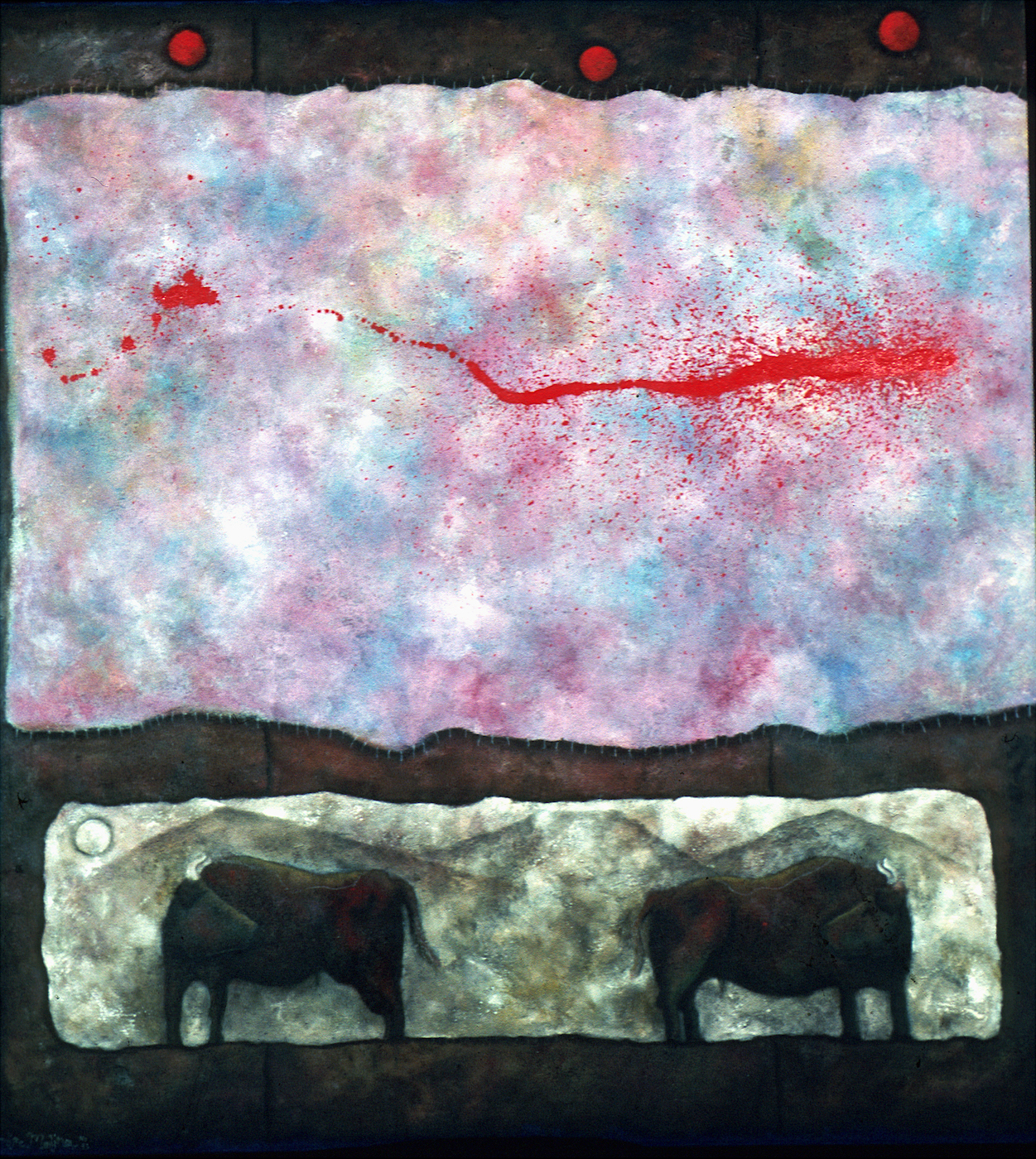 Blood of Bulls: Oil and sand on canvas 62