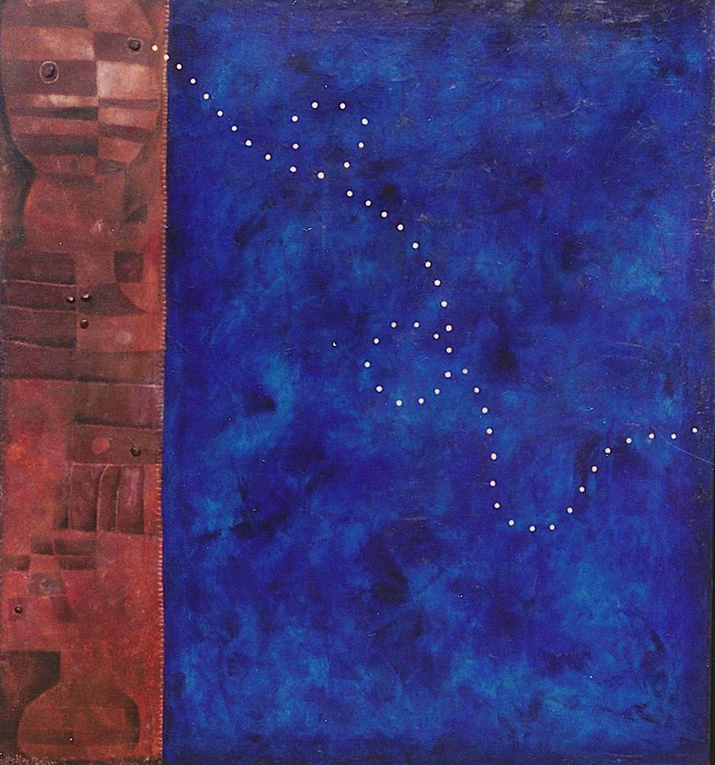 Hombre Aislado: Oil and Gold leaf on canvas 50' x 56
