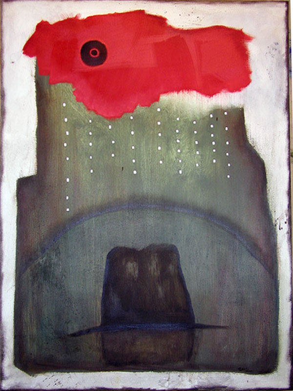 Man with Umbrella: Oil on canvas 40