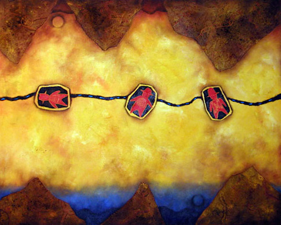 Spelunkers: Oil and sand on canvas 54