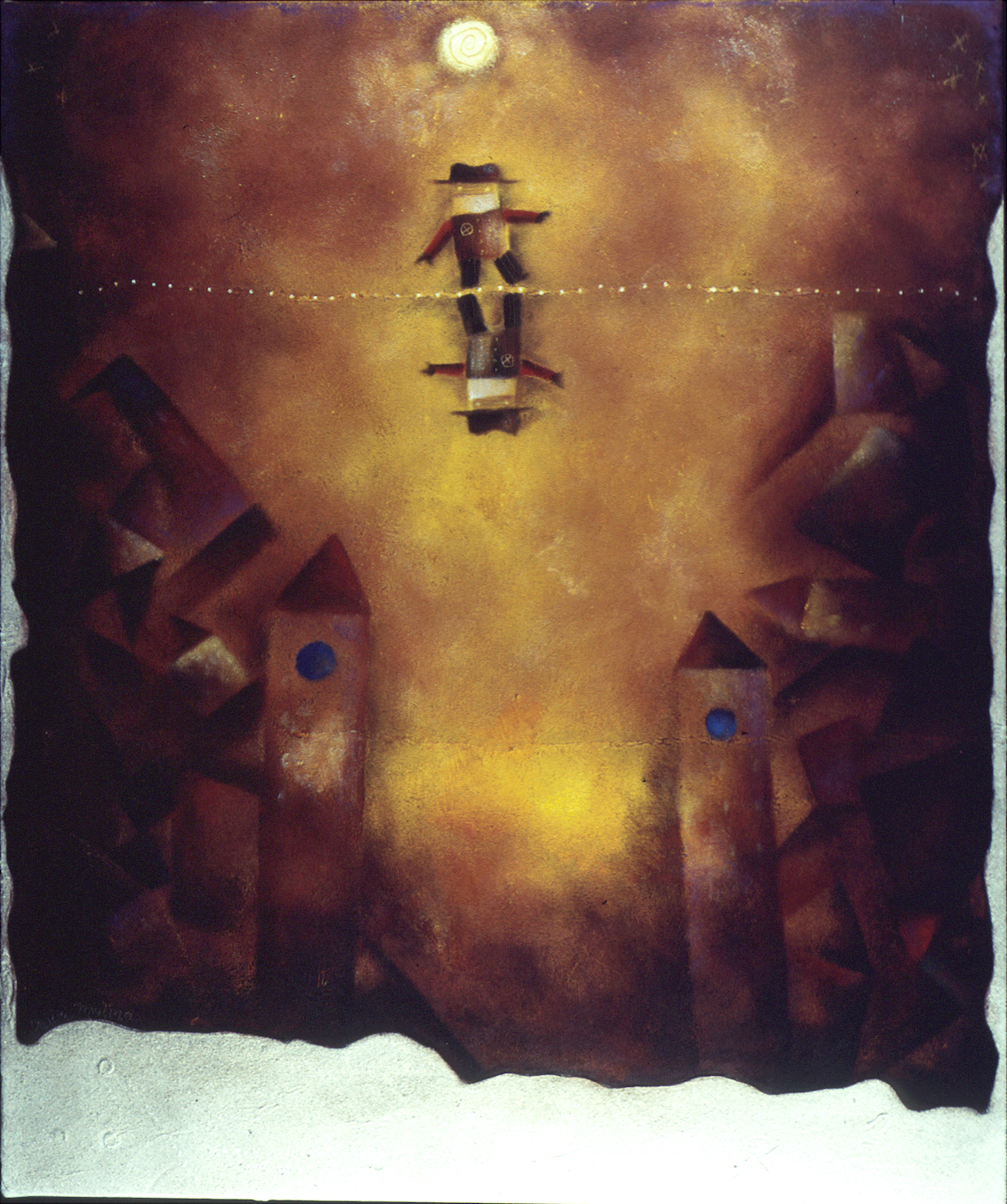 Double minded man: oil and sand on canvas 40