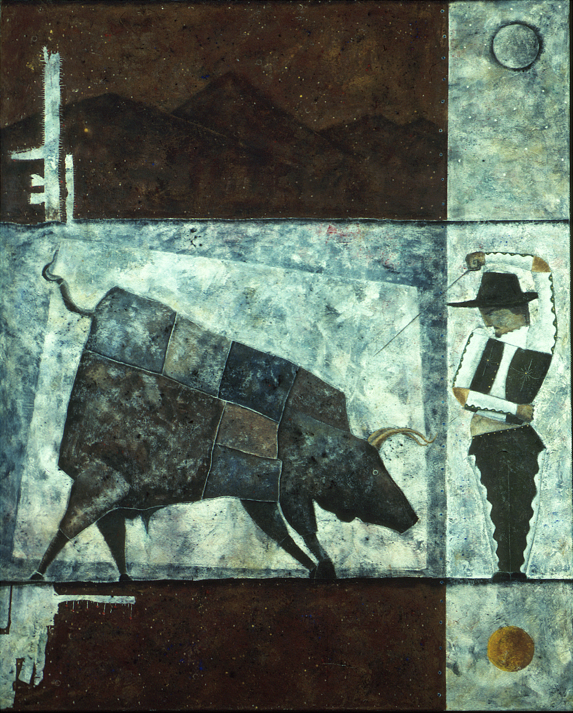 Macho Pachacho: Oil, sand, and dirt on canvas 54