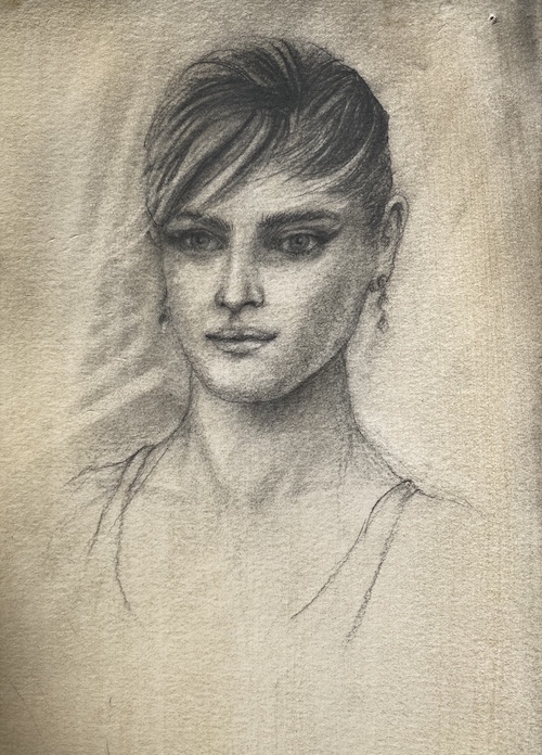 Charcoal portrait study 3: 19 cm x 14 cm