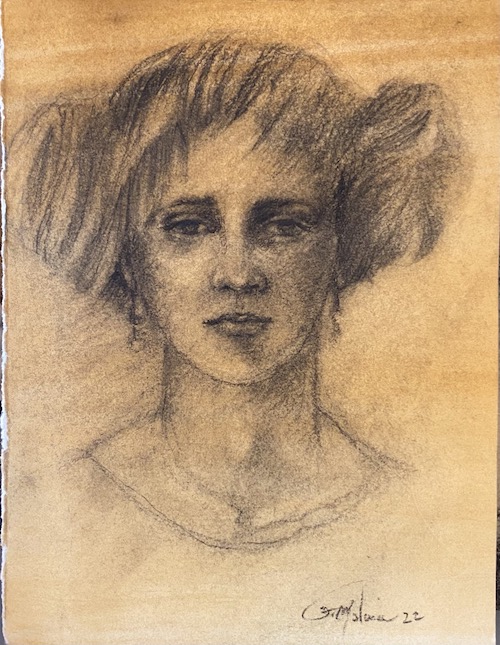 Charcoal portrait study 2:  19 cm x 14 cm