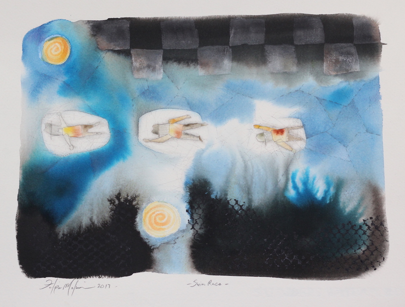 Swim race: watercolor on paper 11