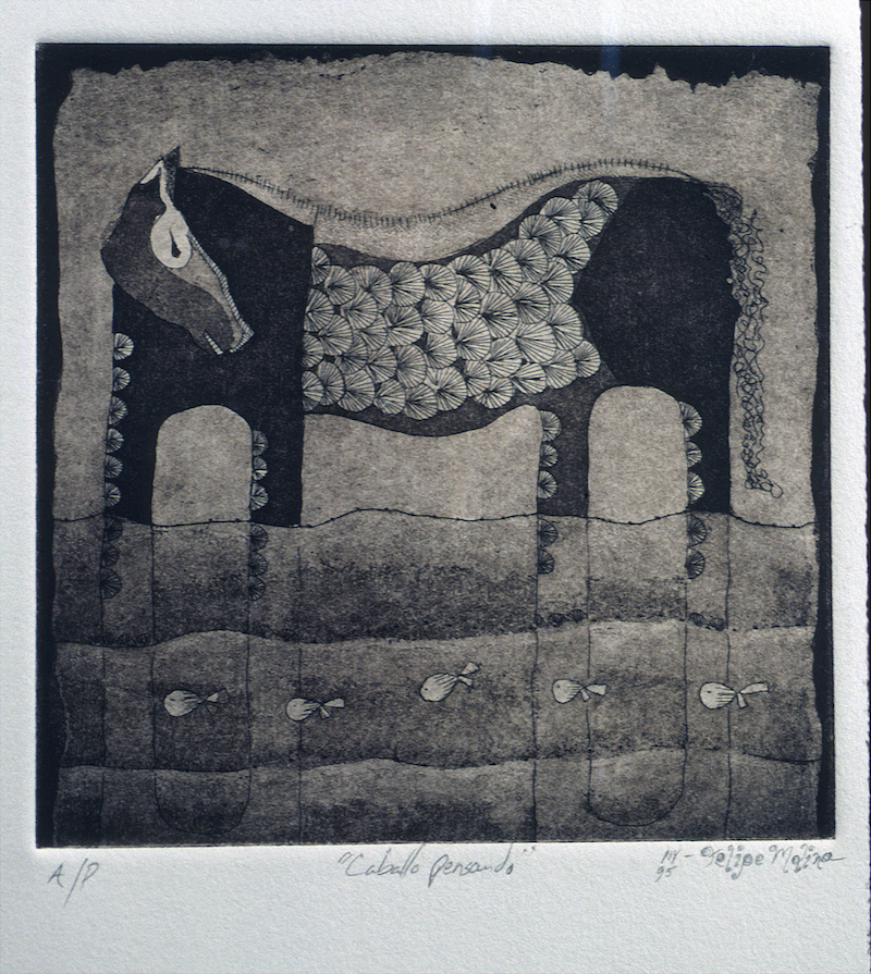 Caballo pensando: etching 4